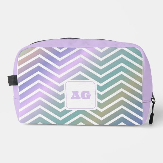 Monogramm abstrakter Regenbogen Zickzack Nähbeutel Waschbeutel (Vorderseite)