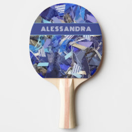 Monogramm abstrakter Streifen lila weiß Tischtennis Schläger