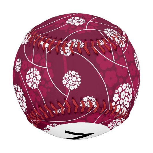 Monogramm Abstraktes Blumenmuster Baseball (Rückseite)