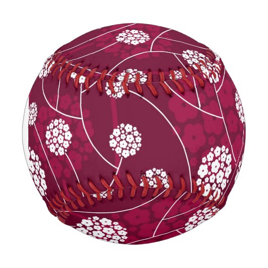 Monogramm Abstraktes Blumenmuster Baseball (Vorderseite)