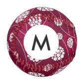 Monogramm Abstraktes Blumenmuster Baseball (Vorderseite Links)