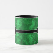 Monogramm Abstraktes Emerald Green Fether Muster Tasse (Zentrum)