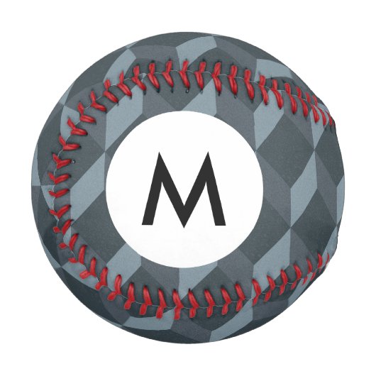 Monogramm Abstraktes geometrisches Hintergrundmust Baseball (Vorderseite Links)