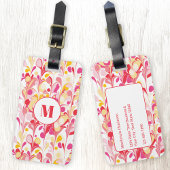 Monogramm Abstraktes Muster rosa marmoriert Gepäckanhänger