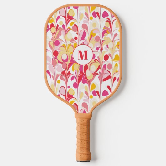 Monogramm Abstraktes Muster rosa Pickleball Schläger (Vorderseite)