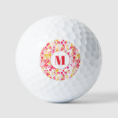 Monogramm Abstraktes Retro-Marmormuster Golfball (Vorderseite)
