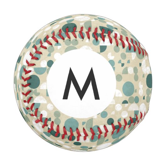 Monogramm abstraktes Retro-Muster Baseball (Vorderseite Links)