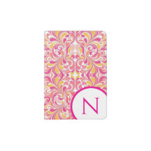Monogramm abstraktes Retro-Muster Reisepass-Halter