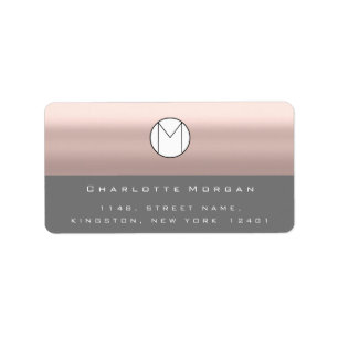 Monogramm Adress Name Minimale Rose Grau UAWG Adressaufkleber