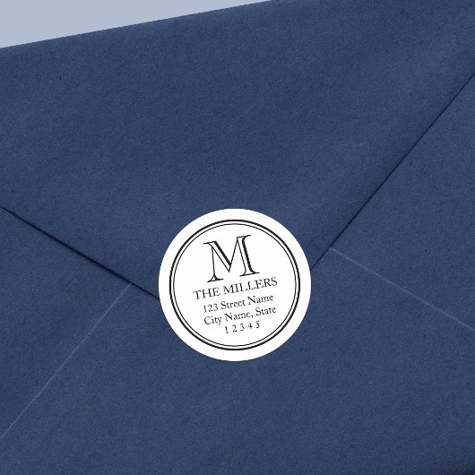 Monogramm-Adresse des bearbeitbaren Hintergrundnam Runder Aufkleber