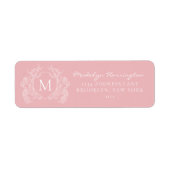 Monogramm-Adresse für das moderne blush-rosa Wappe (Vorne)