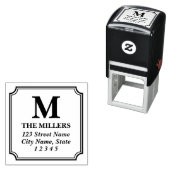 Monogramm-Adresse für moderne klassische Familienn Permastempel (Beispiel)