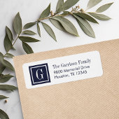 Monogramm-Adresse für Navy und White Classic Squar