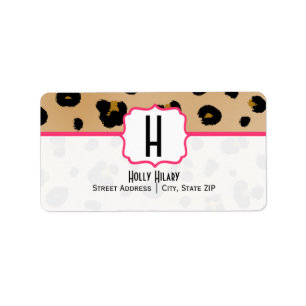 Monogramm-Adressen-Etikett - Leopard-Druck Adressaufkleber
