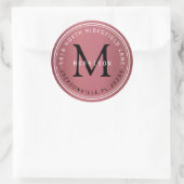 Monogramm-Adressetikett in Dusty-Rose Runder Aufkleber (Tasche)