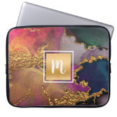 Monogramm Agrofarbgold lila blau grün Laptopschutzhülle (Vorderseite)