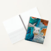 Monogramm Agrofarbstoff silber türkis orange Notizblock (Innenseite)