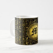 Monogramm-ägyptische alte Goldhieroglyphen Kaffeetasse (Vorderseite Links)