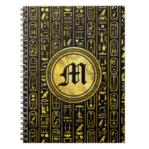 Monogramm-ägyptische alte Goldhieroglyphen Notizblock