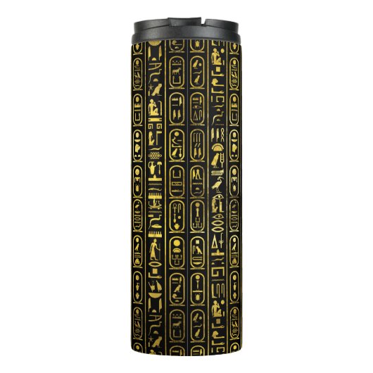 Monogramm-ägyptische alte Goldhieroglyphen Thermosbecher (Rückseite)