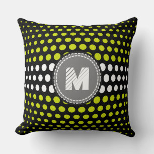 Monogramm-Akrylön-weißes Polka-Dots-Muster Kissen