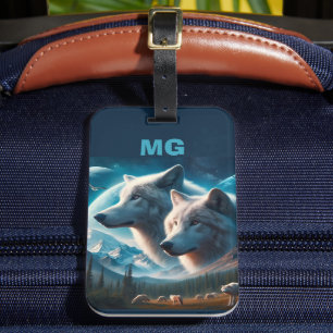 Monogramm Alaskawölfe Gepäckanhänger