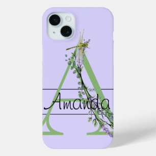 Monogramm Alphabet A Lavendel Eukalyptus Dragonfly Case-Mate iPhone Hülle