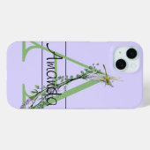 Monogramm Alphabet A Lavendel Eukalyptus Dragonfly Case-Mate iPhone Hülle (Rückseite (Horizontal))
