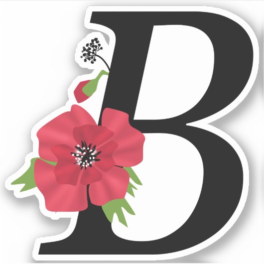 Monogramm, Alphabet, Br, Blumenmonogramm Aufkleber (Vorderseite)