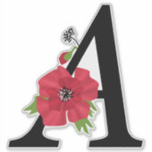 Monogramm, Alphabet, Buchstabe A, Blumenmonogramm, Aufkleber (Vorderseite)