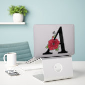 Monogramm, Alphabet, Buchstabe A, Blumenmonogramm, Aufkleber (Laptop auf Schreibtisch)