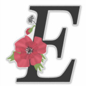 Monogramm, Alphabet, Buchstabe E, Floralmonogramm Aufkleber (Vorderseite)