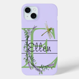 Monogramm Alphabet E Lavender Eukalyptus Dragonfly Case-Mate iPhone Hülle
