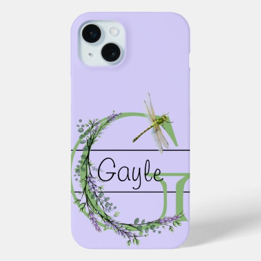 Monogramm Alphabet G Lavender Eukalyptus Dragonfly Case-Mate iPhone Hülle (Rückseite)