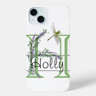 Monogramm-Alphabet H Lavendel Eukalyptus Dragonfly Case-Mate iPhone Hülle