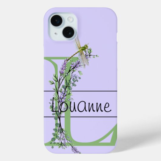 Monogramm Alphabet L Lavender Eukalyptus Dragonfly Case-Mate iPhone Hülle (Rückseite)
