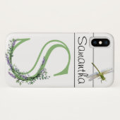 Monogramm Alphabet S Lavendel Eukalyptus Dragonfly Case-Mate iPhone Hülle (Rückseite (Horizontal))