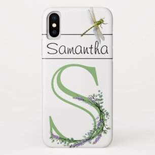 Monogramm Alphabet S Lavendel Eukalyptus Dragonfly Case-Mate iPhone Hülle