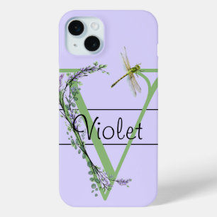 Monogramm Alphabet V Lavendel Eukalyptus Dragonfly Case-Mate iPhone Hülle