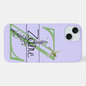 Monogramm Alphabet Z Lavender Eukalyptus Dragonfly iPhone Hülle (Rückseite (Horizontal))