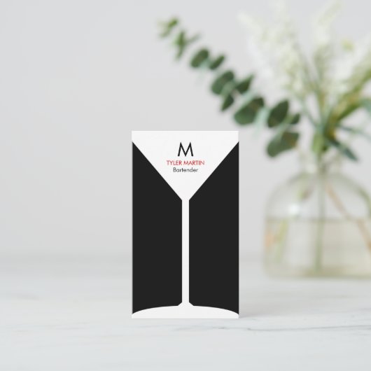 Monogramm-als Barmixer arbeitende Visitenkarte - (Stehend Vorderseite)