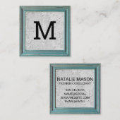 Monogramm | Altbewohnter Rahmen | Texturwand Quadratische Visitenkarte (Vorne/Hinten)