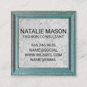 Monogramm | Altbewohnter Rahmen | Texturwand Quadratische Visitenkarte (Rückseite)