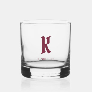 Monogramm, alte rote Buchstabentypen Whiskyglas