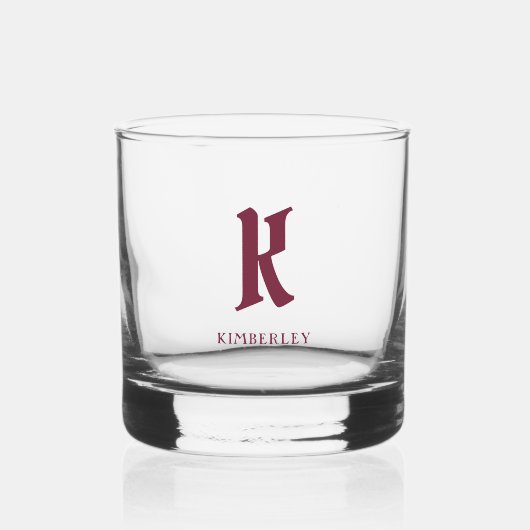 Monogramm, alte rote Buchstabentypen Whiskyglas (Vorderseite)