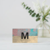 Monogramm | Alter grungy Hintergrund Visitenkarte (Stehend Vorderseite)