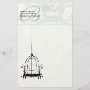 Monogramm alter Vogelkäfig mit Vögeln Luftpost Briefpapier