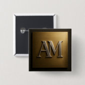 Monogramm AM in gebürstetem Gold-Metall-Design Button (Vorne & Hinten)