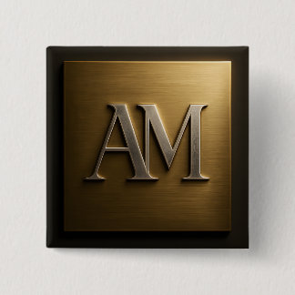Monogramm AM in gebürstetem Gold-Metall-Design Button
