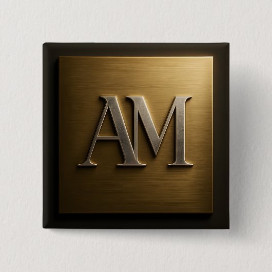 Monogramm AM in gebürstetem Gold-Metall-Design Button (Vorderseite)